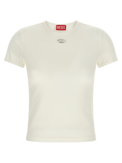 T-Shirt by Diesel for women in stretch cotton white features an on trend silhouette, perfectly showcasing a on trend short-sleeve and crew neckline for an elevated aesthetic.
