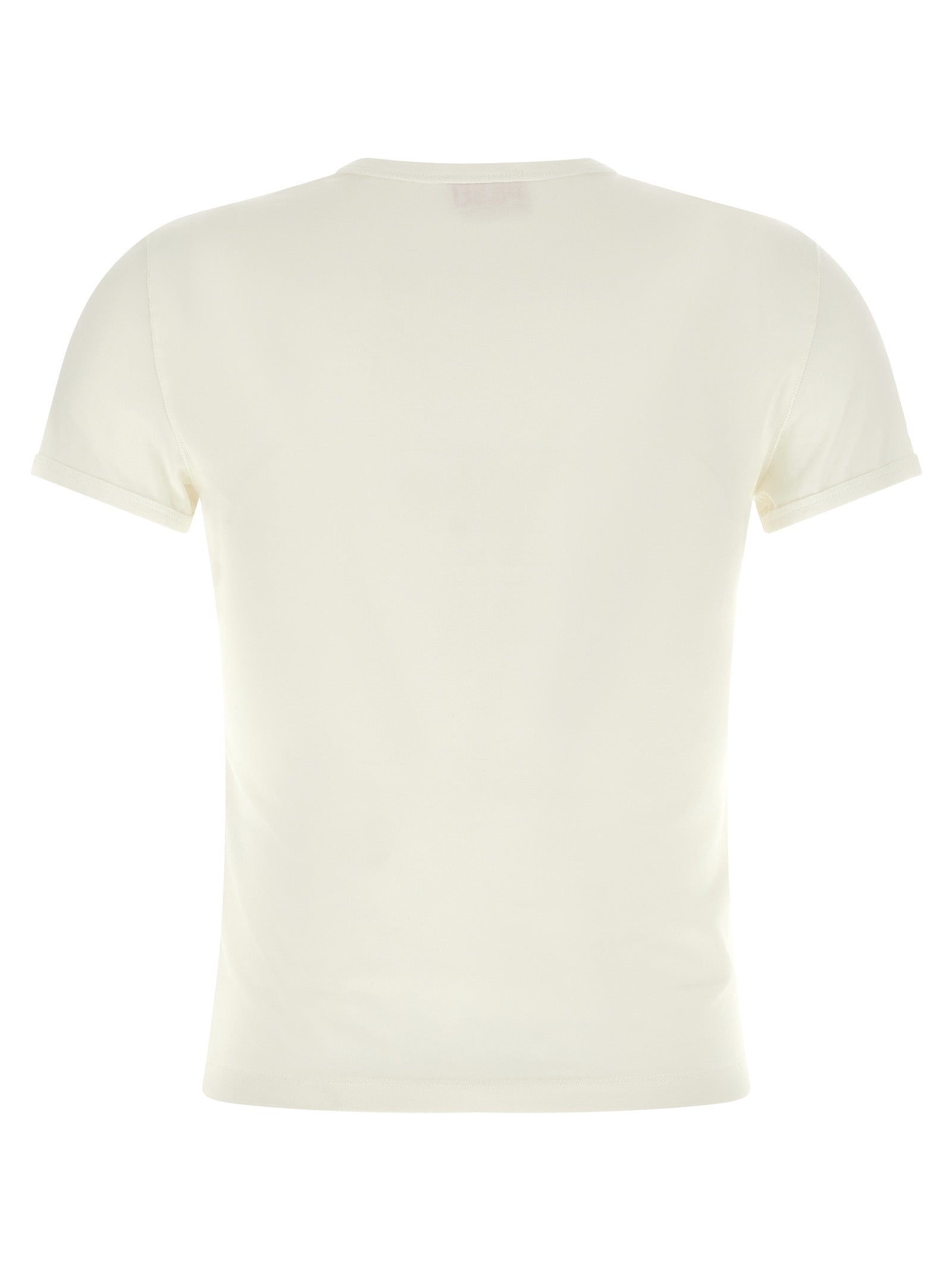 T-Shirt by Diesel for women in stretch cotton white showcases a dramatic silhouette, elegantly detailed with a dramatic crew neckline and for a truly dramatic finish.