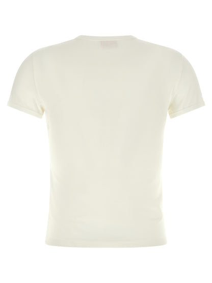 T-Shirt by Diesel for women in stretch cotton white showcases a dramatic silhouette, elegantly detailed with a dramatic crew neckline and for a truly dramatic finish.