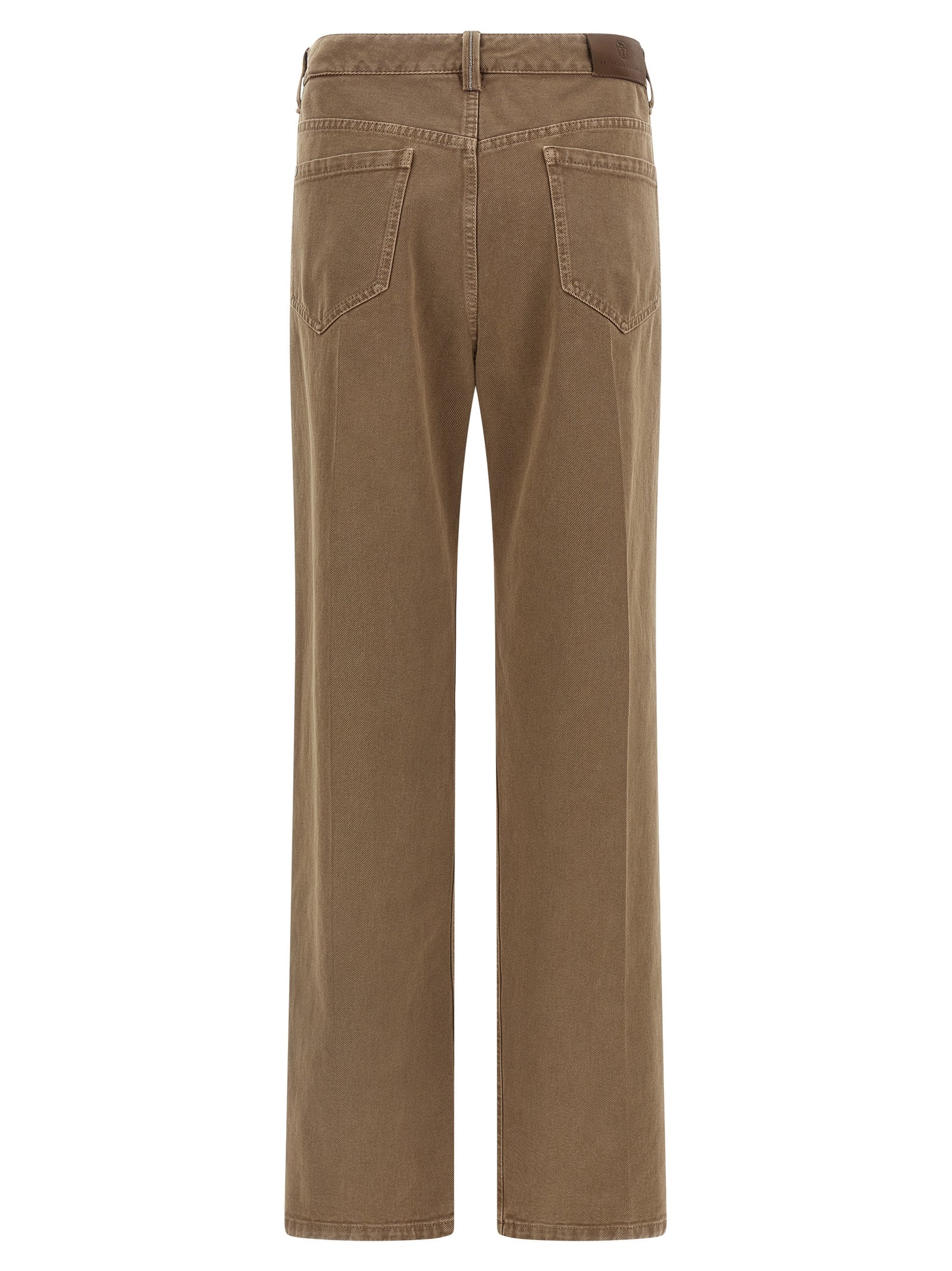Jeans by Brunello Cucinelli for women in denim cotton beige features an refined tailoring silhouette, showcasing a premium straight-leg with a and long cut for a refined tailoring look.