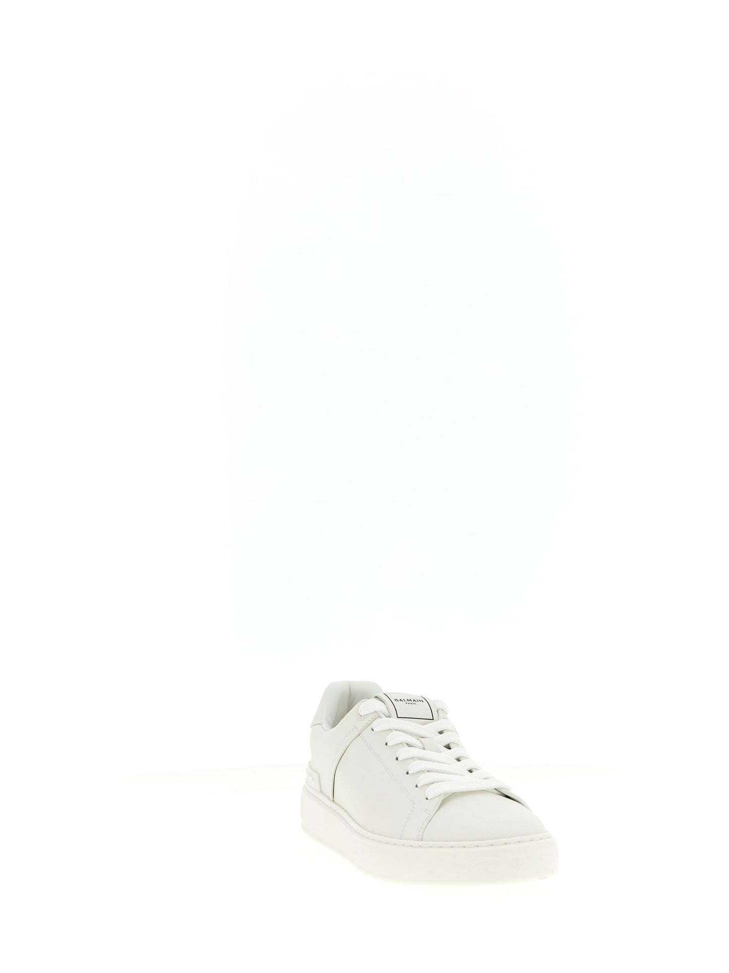 Sneakers by Balmain for men in calfskin leather white & signature presents a sumptuous silhouette, artfully capturing the essence of the Men's Fashion Calfskin Leather Sneakers with its sumptuous fashion style design.