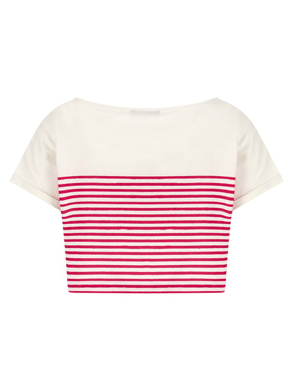 T-Shirt by Balmain for women in cotton fuchsia features a plush silhouette, showcasing a sophisticated boat neckline and for a truly plush finish.