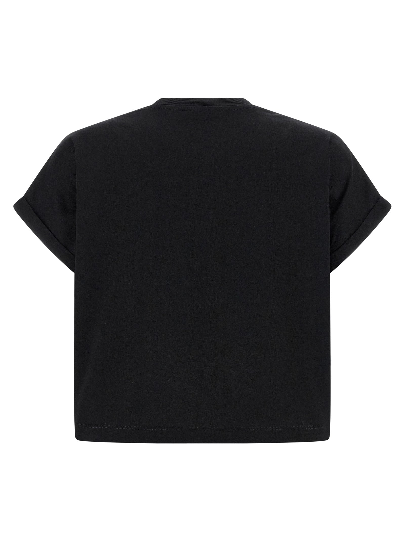 T-Shirt by Balmain for women in cotton black & print showcases a dramatic silhouette, elegantly detailed with a dramatic and for a truly dramatic finish.