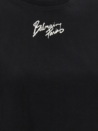 T-Shirt by Balmain for women in cotton black & print features an on trend silhouette, perfectly showcasing a on trend and for an elevated aesthetic.