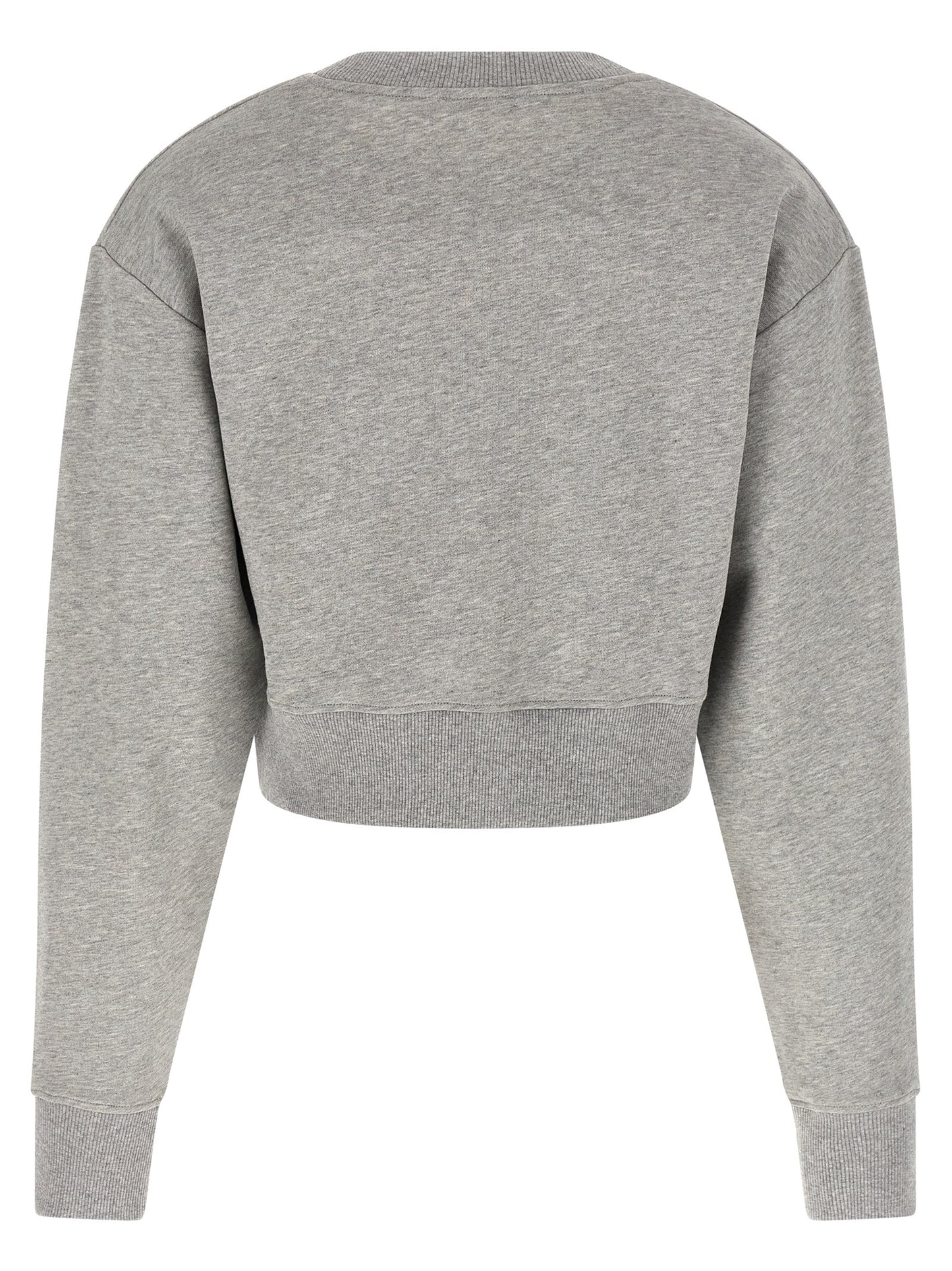 Activewear Sweatshirt by Balmain for women in cotton gray & print presents a sporty silhouette, showcasing a sophisticated crew neckline and detailed with premium for a sporty finish.