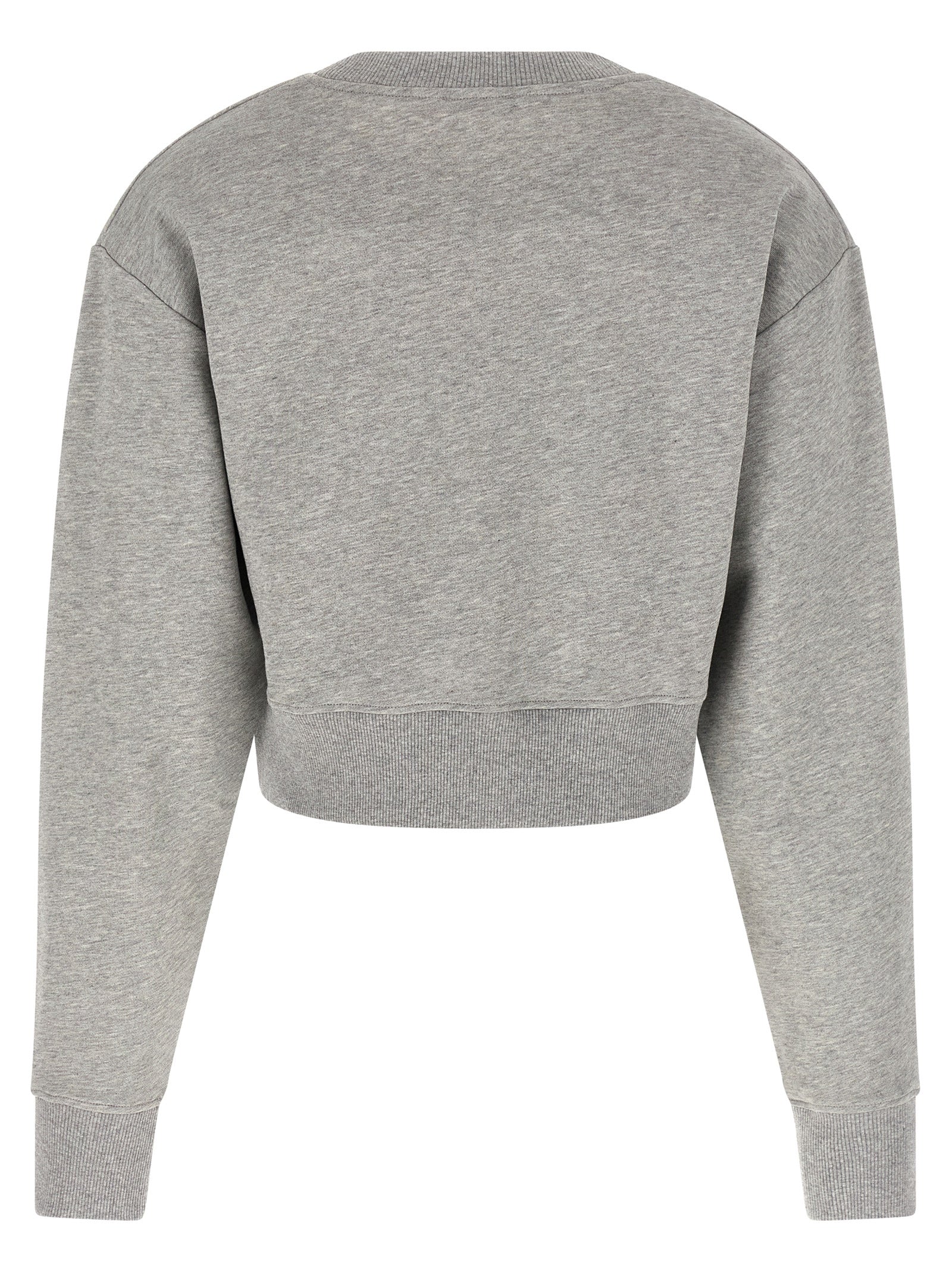 Activewear Sweatshirt by Balmain for women in cotton gray & print presents a sporty silhouette, showcasing a sophisticated crew neckline and detailed with premium for a sporty finish.