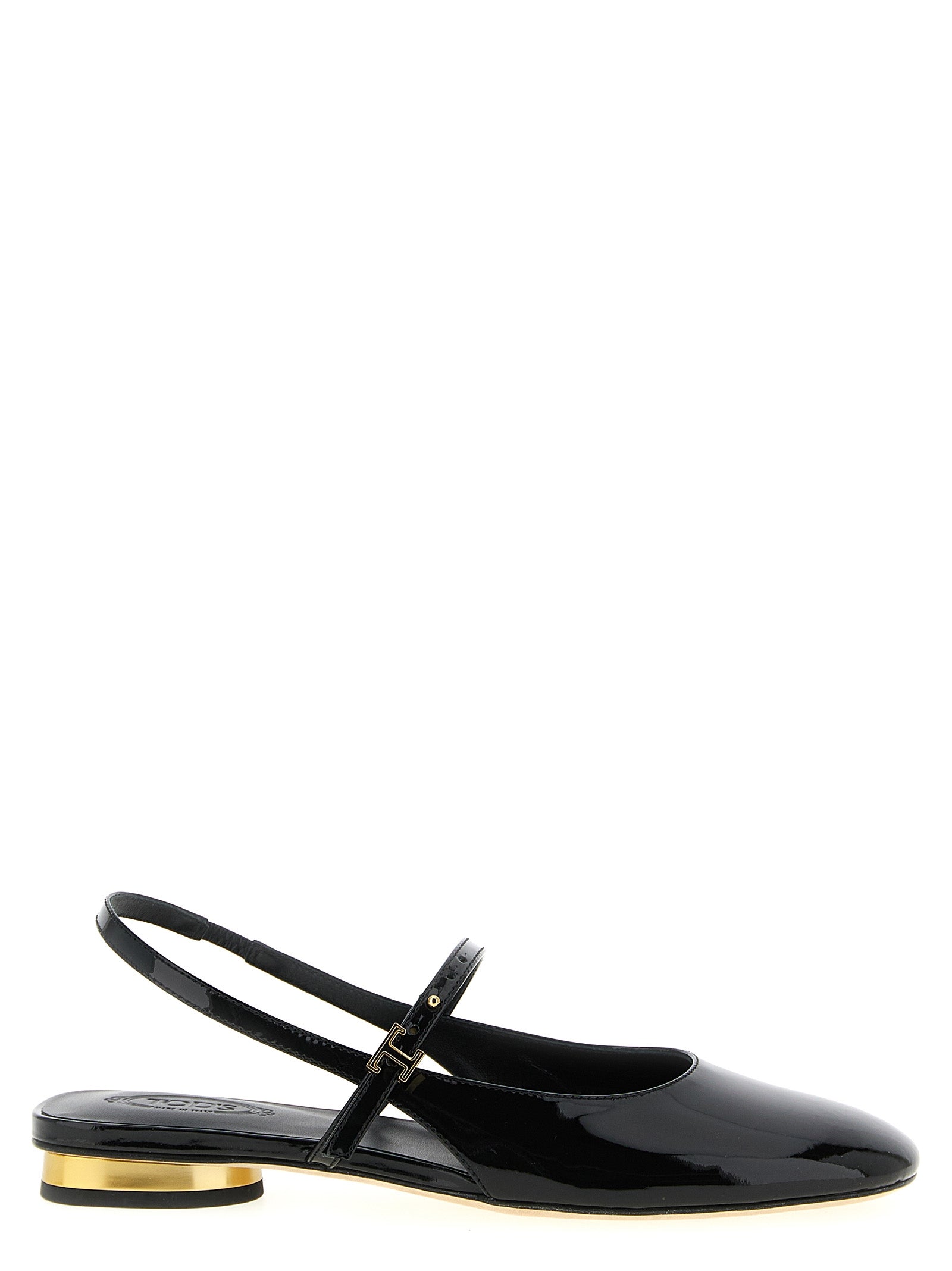 Ballet Mary-Jane Flat Shoes by Tod's for women in patent calfskin leather black showcases a resplendent Women's Patent Calfskin Leather Ballet Mary-Jane Flat Shoes aesthetic with a and .