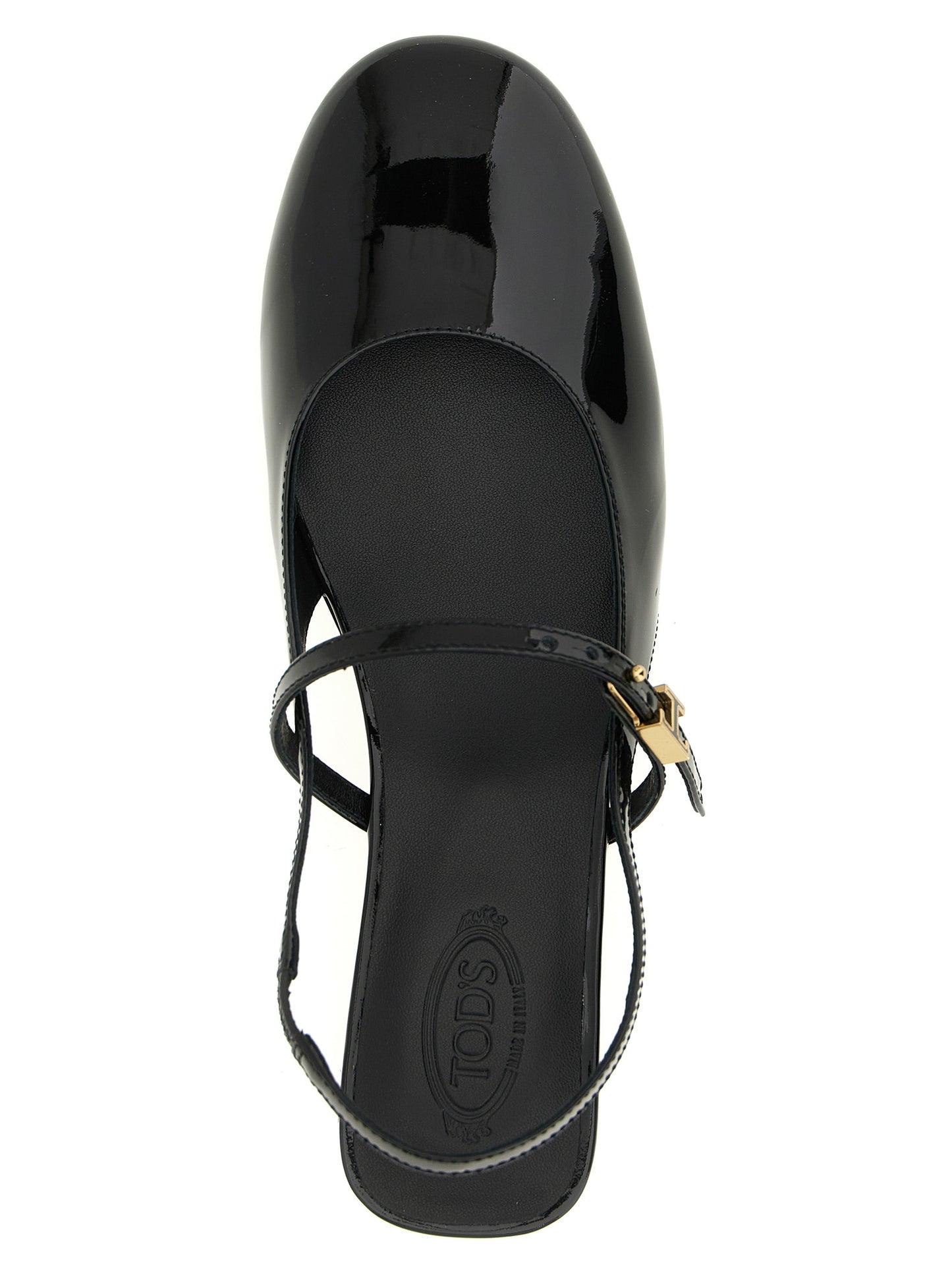 Ballet Mary-Jane Flat Shoes by Tod's for women in patent calfskin leather black showcases a enchanting silhouette as part of the Women's Patent Calfskin Leather Ballet Mary-Jane Flat Shoes collection, defined by a enchanting and for a enchanting look.