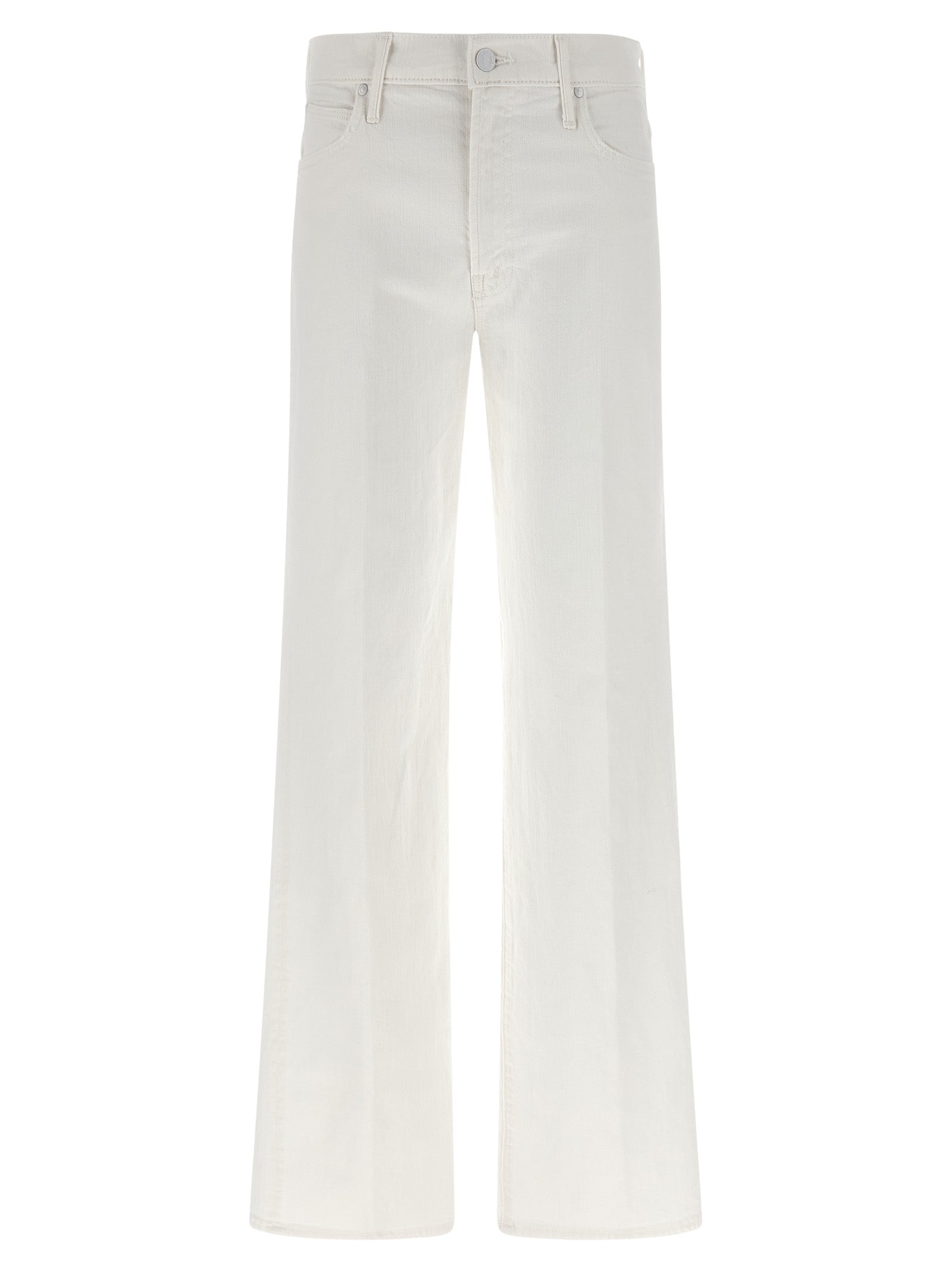 Jeans by Mother Denim for women in stretch denim cotton white presents a refined pantology silhouette, artfully defined by a refined pantology flared, long, and a sophisticated .