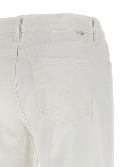 Jeans by Mother Denim for women in stretch denim cotton white features an refined tailoring silhouette, showcasing a premium flared with a and long cut for a refined tailoring look.