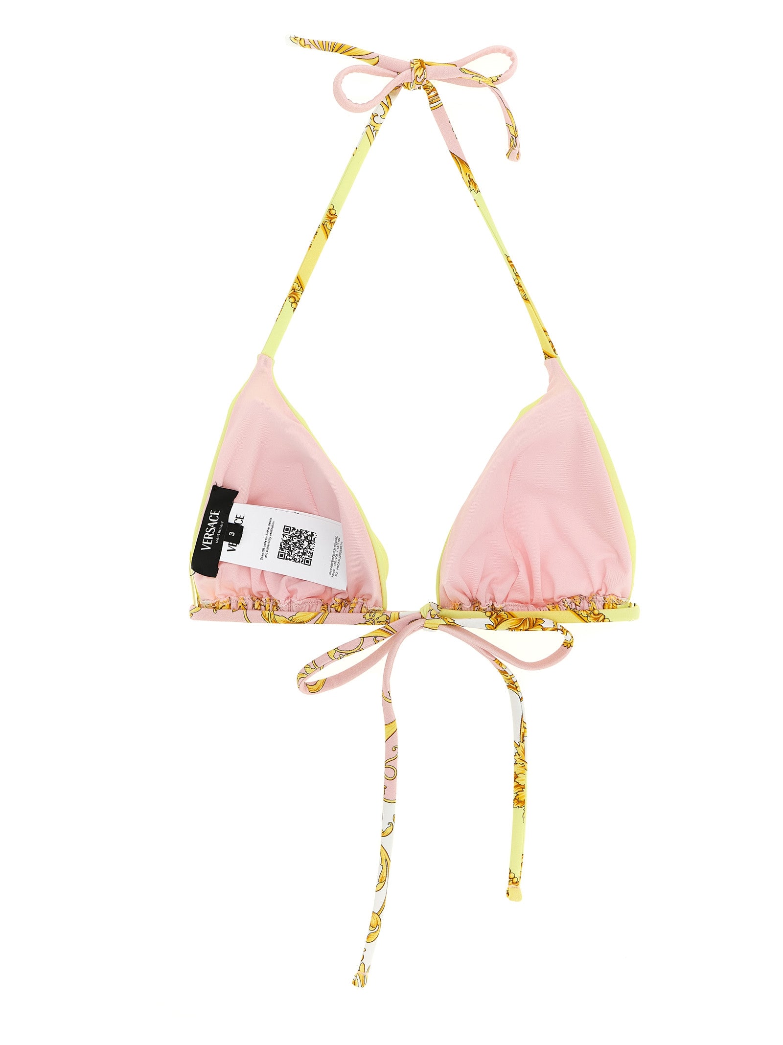 Bra by Versace for women in stretch nylon and multicolor, signature & print showcases a cute silhouette, artfully capturing the essence of Women's Stretch Nylon Bra with its cute design and meticulous finish.