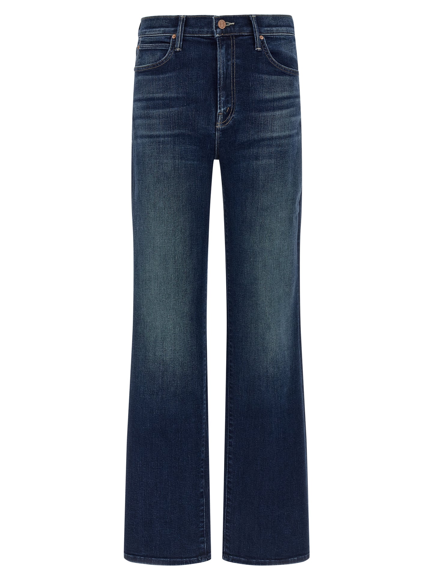 Jeans by Mother Denim for women in stretch denim cotton blue presents a refined pantology silhouette, artfully defined by a refined pantology straight-leg, long, and a sophisticated .