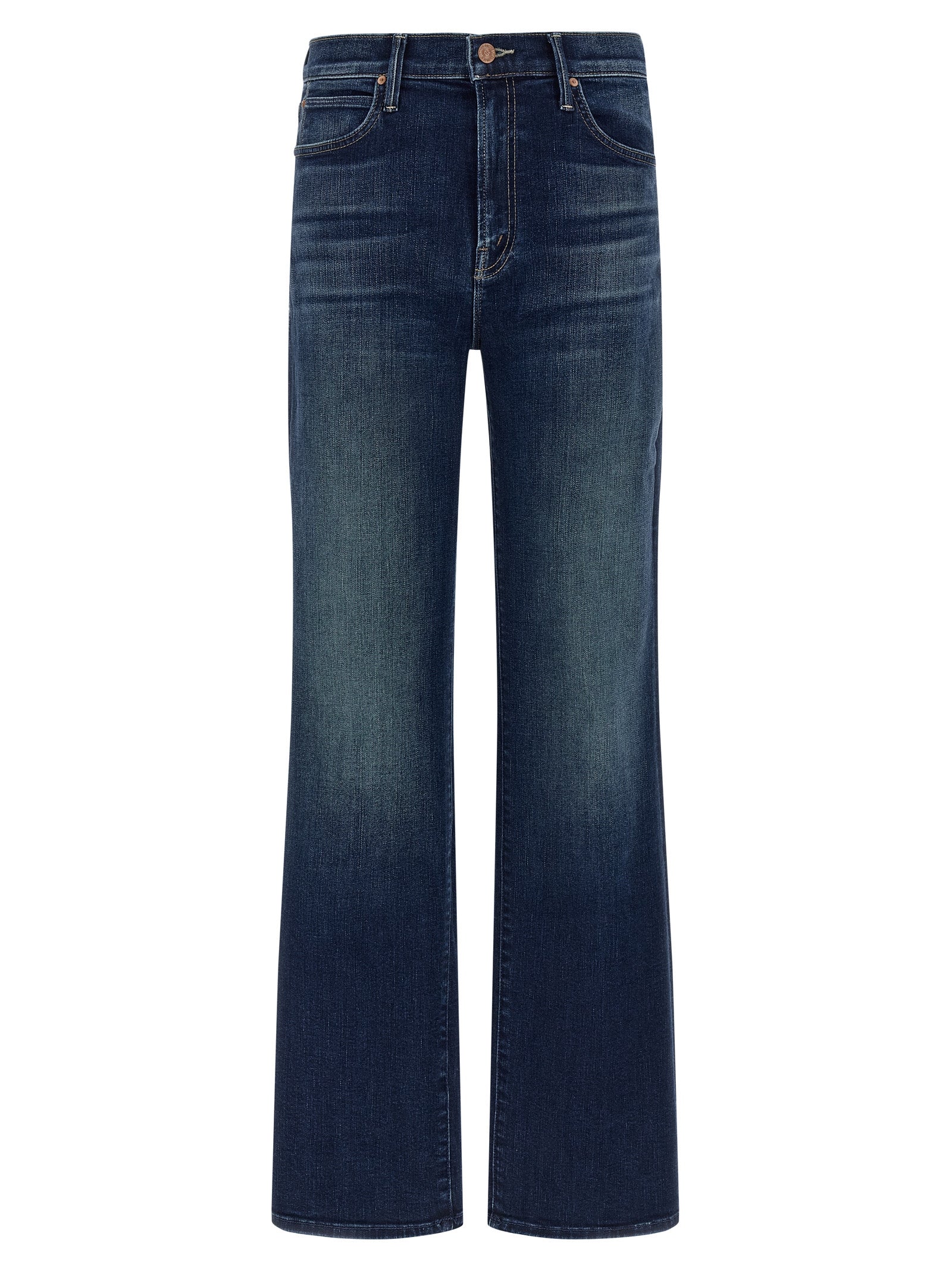 Jeans by Mother Denim for women in stretch denim cotton blue presents a refined pantology silhouette, artfully defined by a refined pantology straight-leg, long, and a sophisticated .