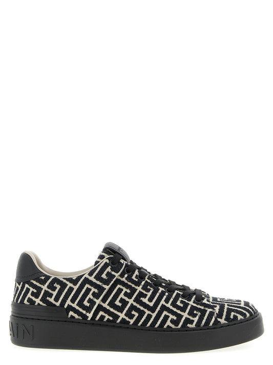 Sneakers by Balmain for men in cotton polyester black, patterned, jacquard & monogram features an versatile design from the Men's Fashion Cotton Polyester Sneakers collection, highlighting a versatile fashion style for a premium, high-fashion look.
