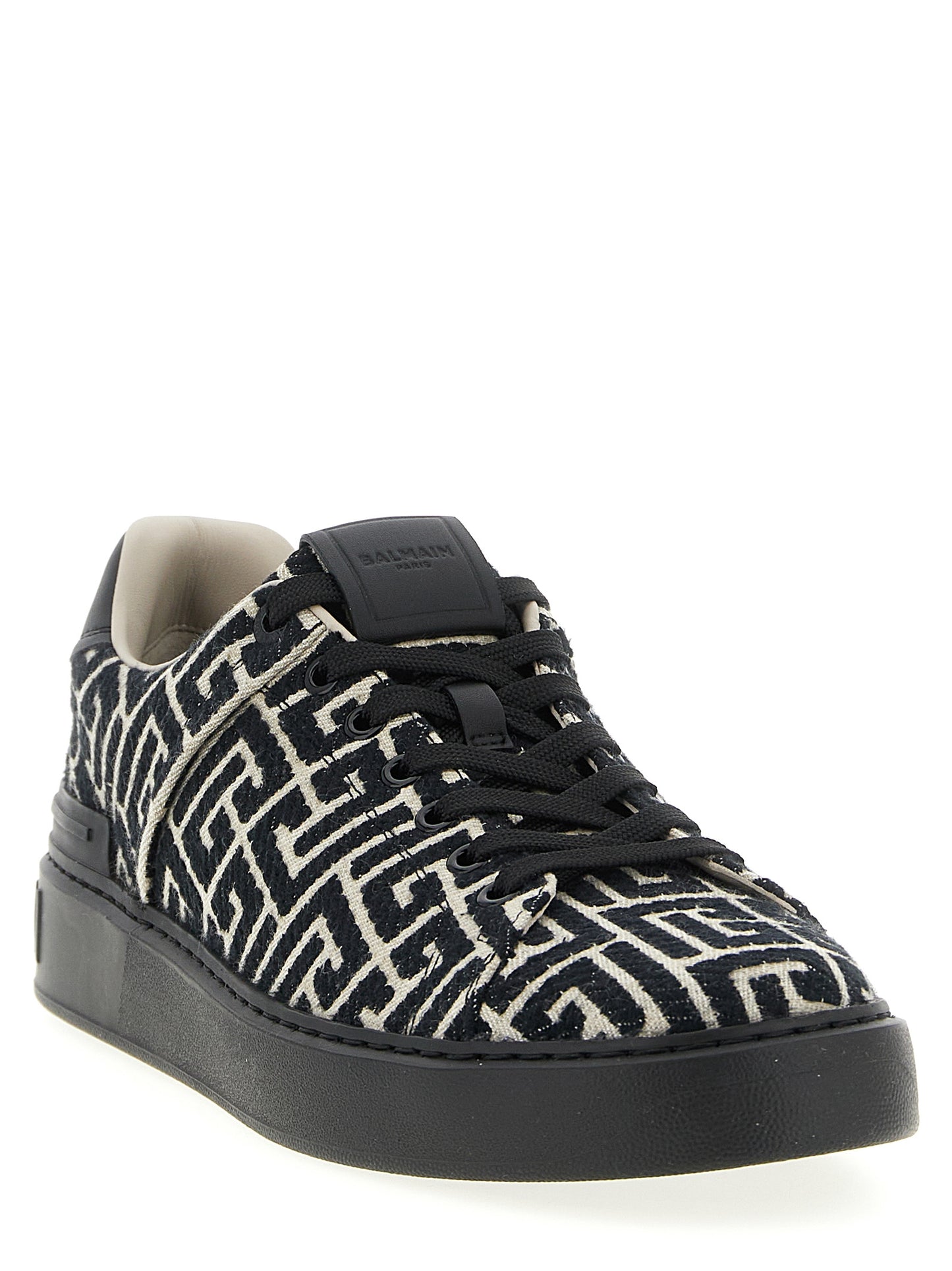 Sneakers by Balmain for men in cotton polyester black, patterned, jacquard & monogram features an timeless silhouette from the Men's Fashion Cotton Polyester Sneakers collection, showcasing a signature fashion style with an timeless finish.