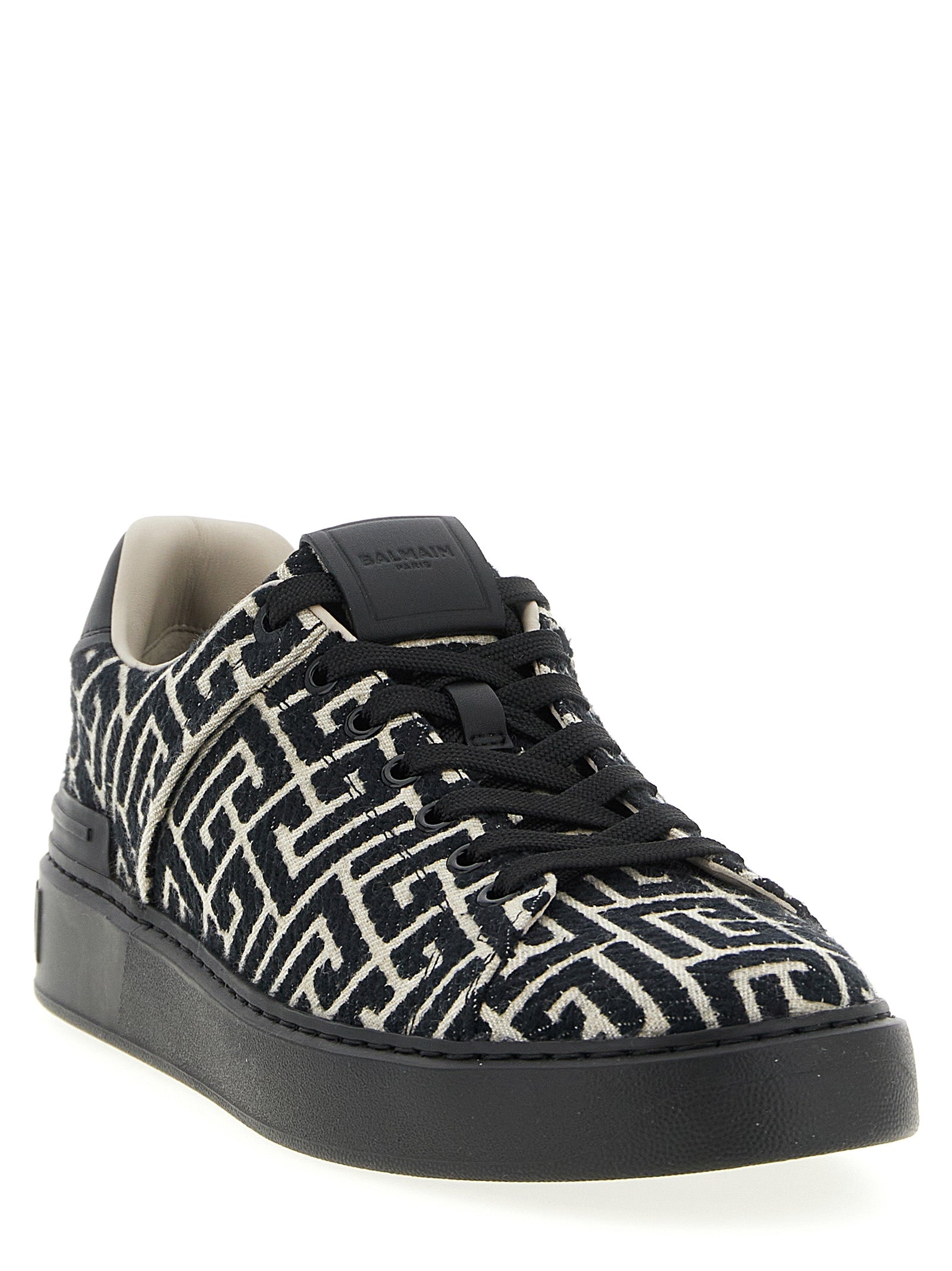 Sneakers by Balmain for men in cotton polyester black, patterned, jacquard & monogram features an timeless silhouette from the Men's Fashion Cotton Polyester Sneakers collection, showcasing a signature fashion style with an timeless finish.