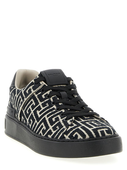 Sneakers by Balmain for men in cotton polyester black, patterned, jacquard & monogram features an timeless silhouette from the Men's Fashion Cotton Polyester Sneakers collection, showcasing a signature fashion style with an timeless finish.
