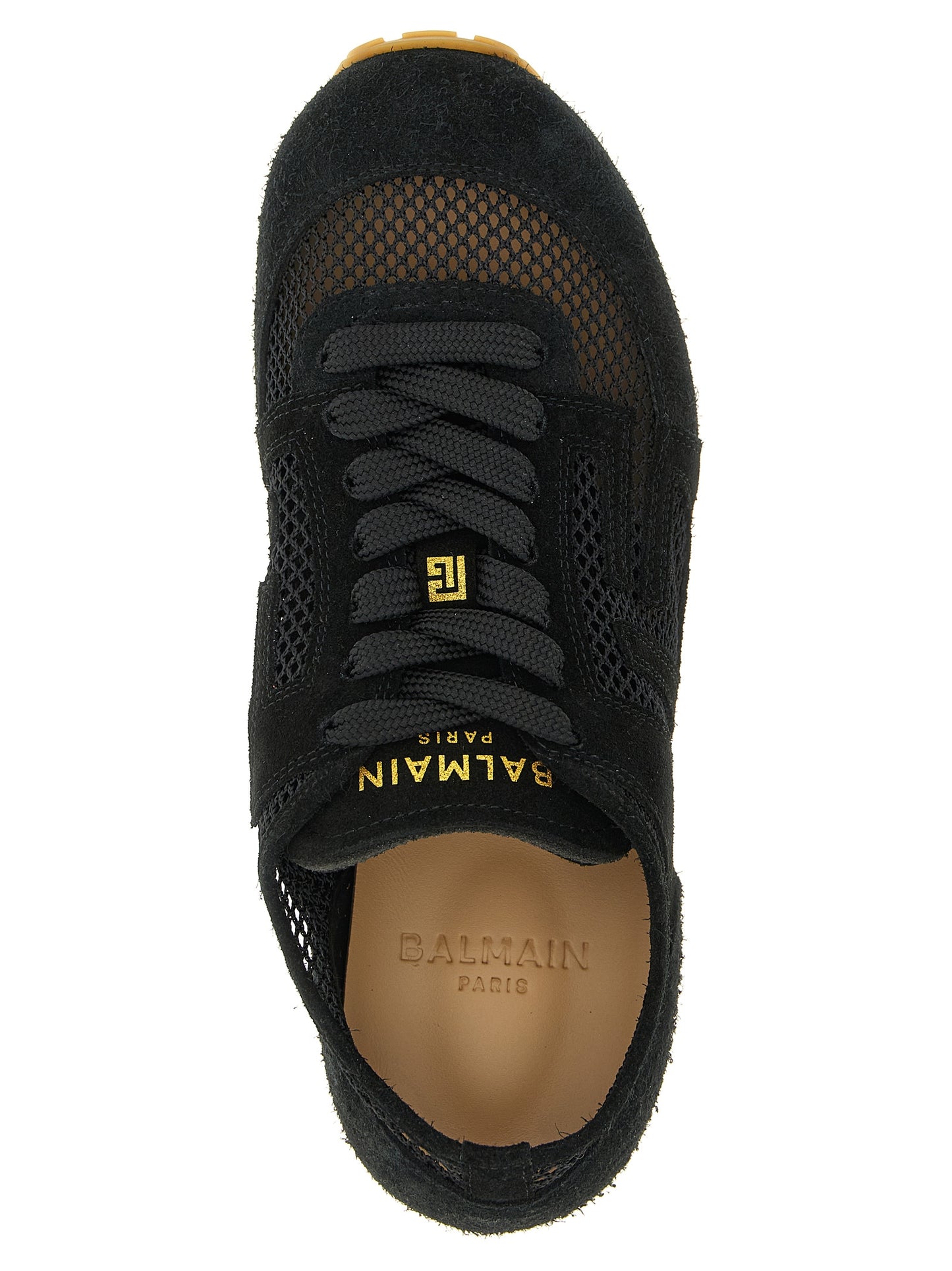 Athletic Sneakers by Balmain for women in suede calfskin leather black & print features an timeless silhouette from the Icons Racer Women's Athletic Suede Calfskin Leather Sneakers collection, showcasing a timeless athletic style for a timeless look.