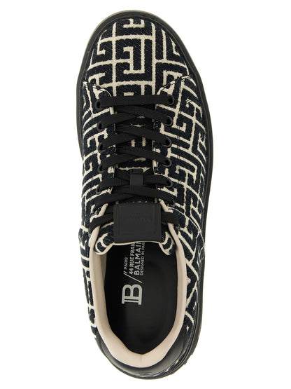 Sneakers by Balmain for men in cotton polyester black, patterned, jacquard & monogram features a chic design, perfectly showcasing the chic fashion style of this Men's Fashion Cotton Polyester Sneakers.