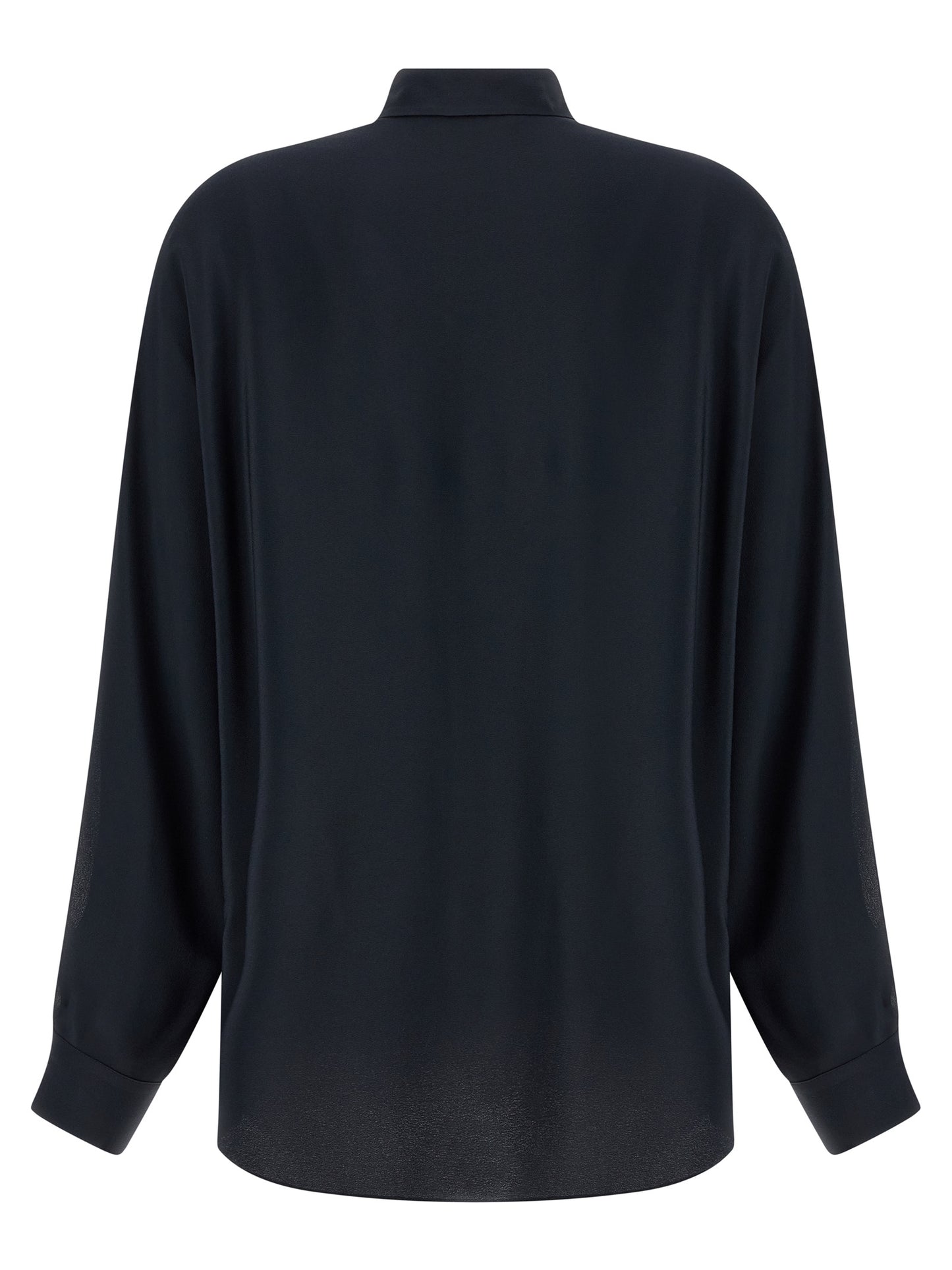 Blouse by Fabiana Filippi for women in acetate silk & crepe blue showcases a sleek silhouette, elegantly detailed with a sleek and for a sleek finish.