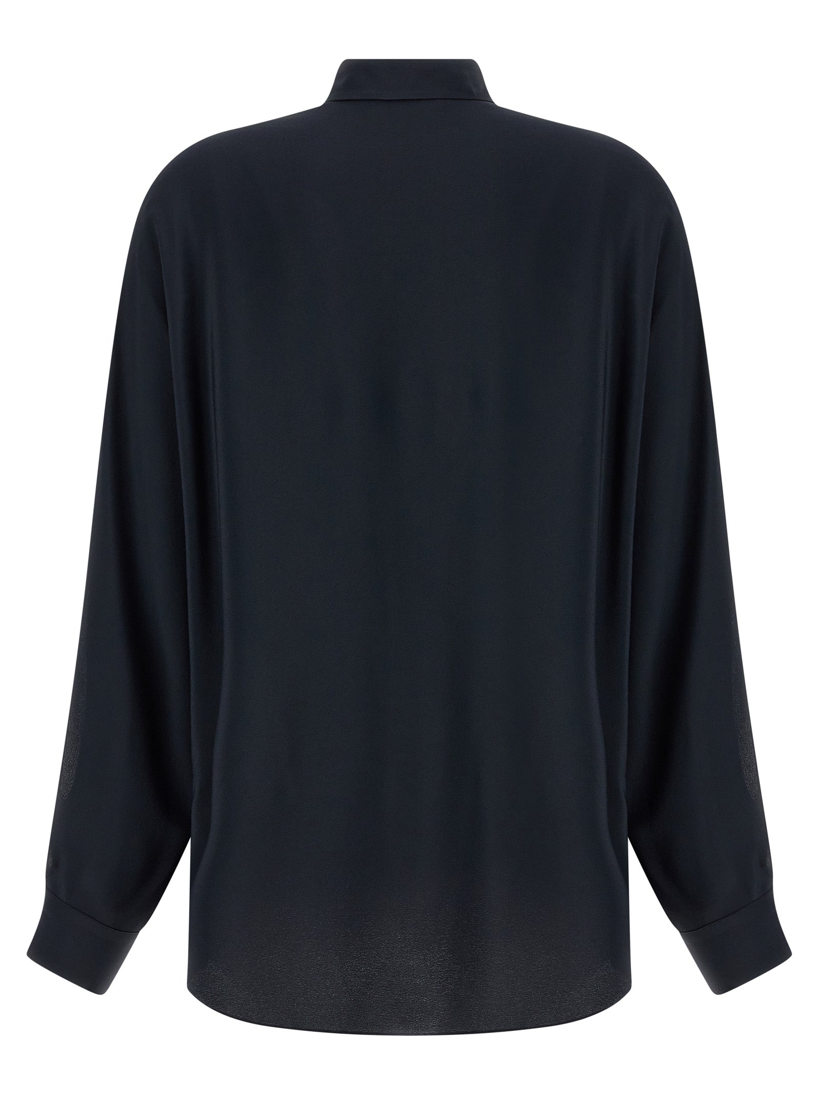 Blouse by Fabiana Filippi for women in acetate silk & crepe blue showcases a sleek silhouette, elegantly detailed with a sleek and for a sleek finish.