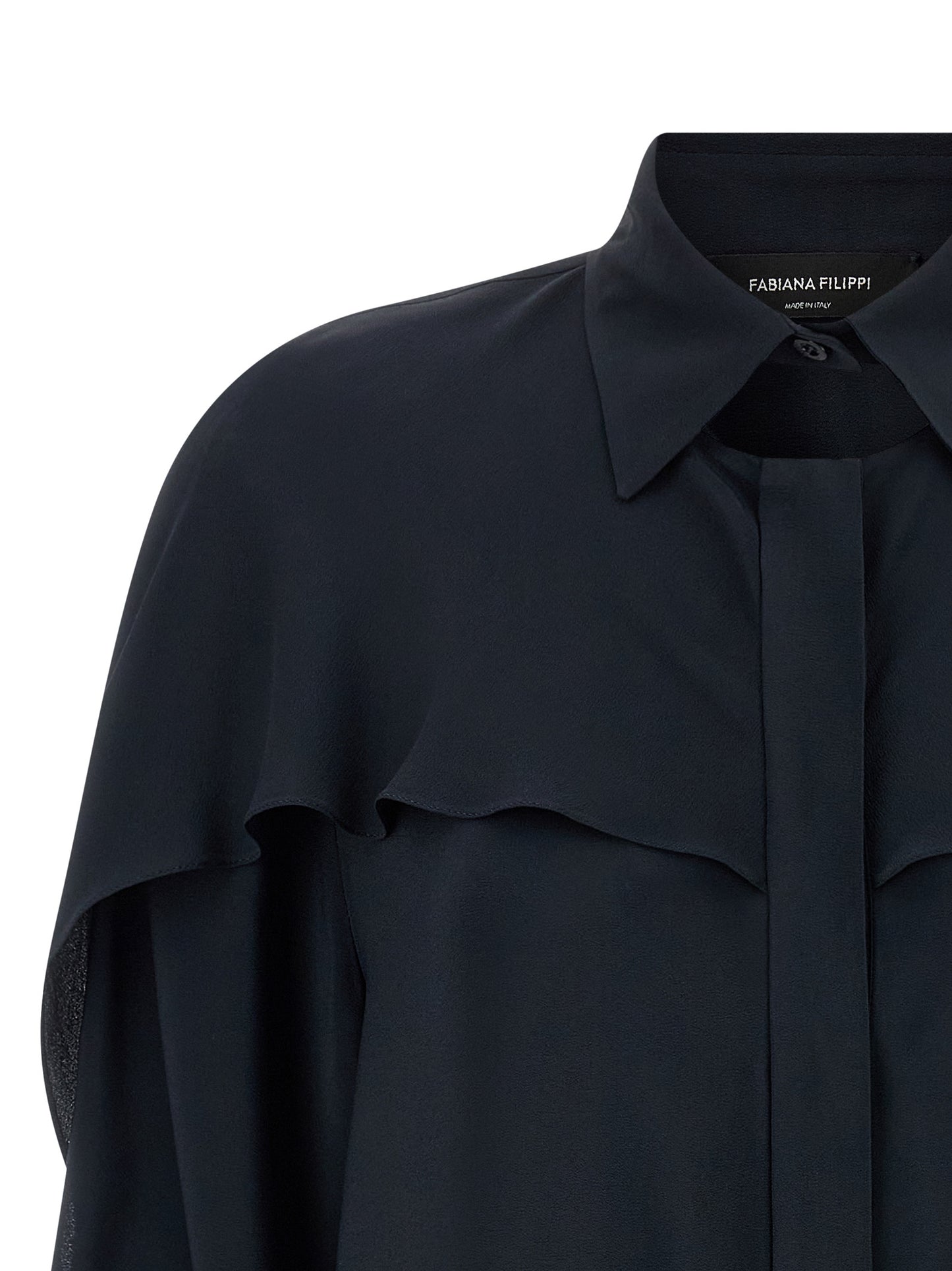 Blouse by Fabiana Filippi for women in acetate silk & crepe blue, featuring a nuanced and nuanced for a sophisticated finish.