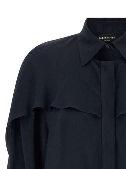 Blouse by Fabiana Filippi for women in acetate silk & crepe blue, featuring a nuanced and nuanced for a sophisticated finish.
