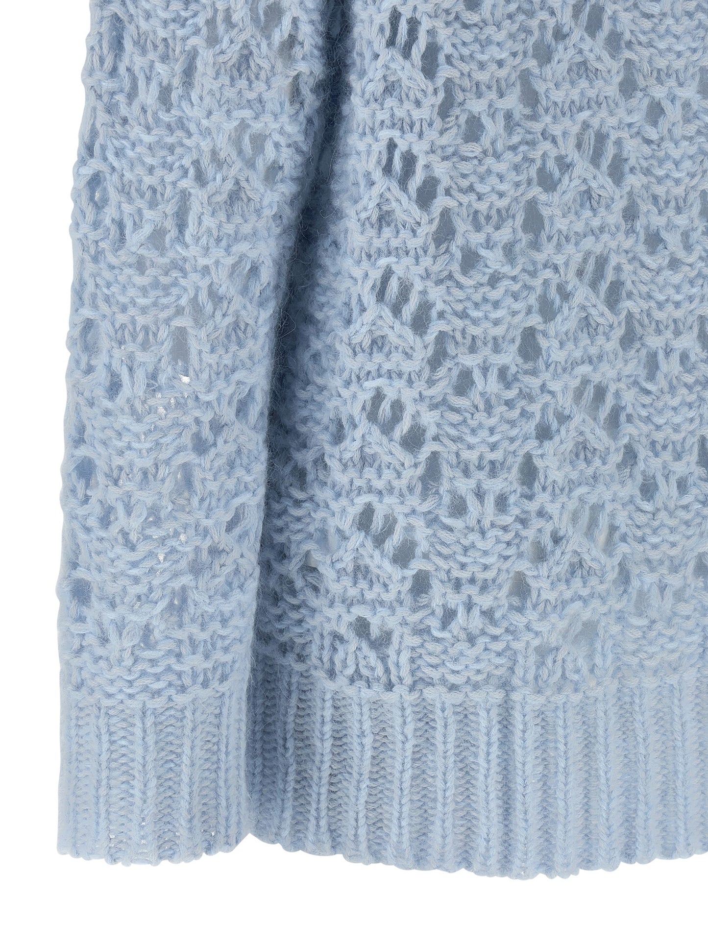 Cardigan by Fabiana Filippi for women in mohair cashmere & alpaca wool light-blue showcases a luxurious silhouette, meticulously detailed with a sophisticated and for a refined finish.