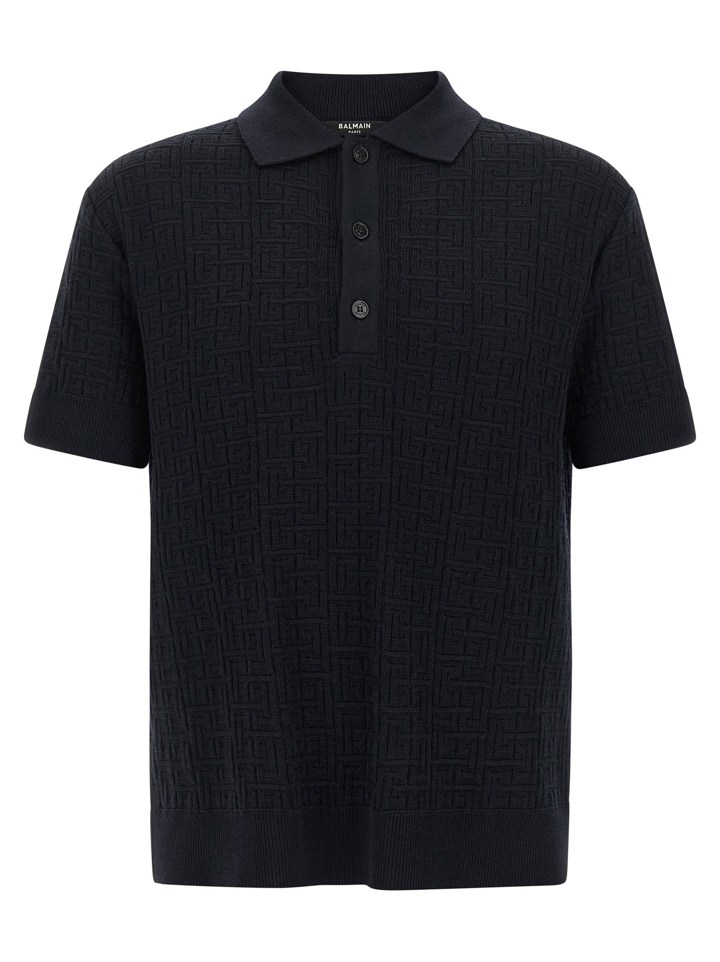 This Polo Shirt by Balmain for men in polyamide linen & wool blue & monogram presents a flawless silhouette, showcasing flawless short-sleeve detailing and a refined for a truly flawless aesthetic.