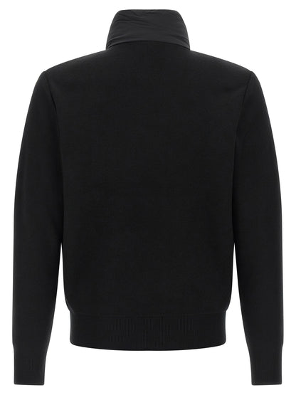 Cardigan by Mackage for men in nylon & wool blue features an impeccable silhouette, showcasing a sophisticated high-neck neckline and detail for a truly impeccable finish.