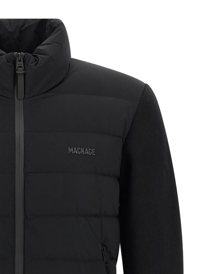 Cardigan by Mackage for men in nylon & wool blue presents a textural silhouette, artfully finished with a textural high-neck neckline and for a sophisticated, textural look.