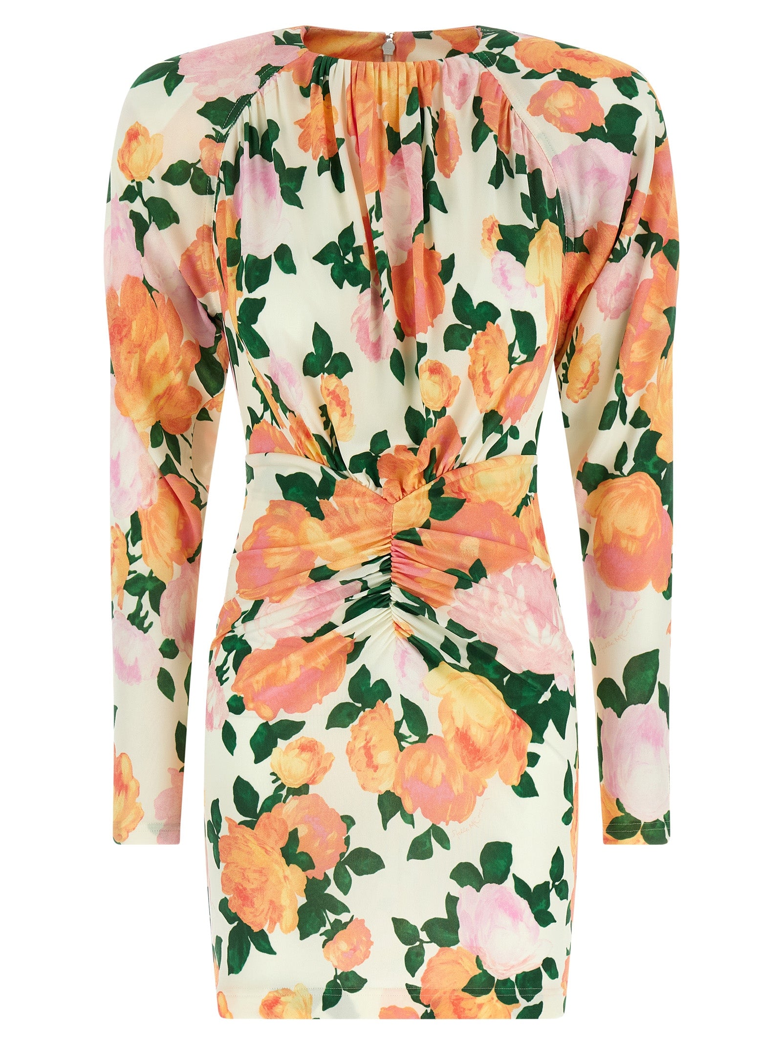 Dress by Stella McCartney for women in viscose multicolor, pink, floral & print showcases a striking silhouette, elegantly detailed with a , refined , and a striking short mini for a striking finish.