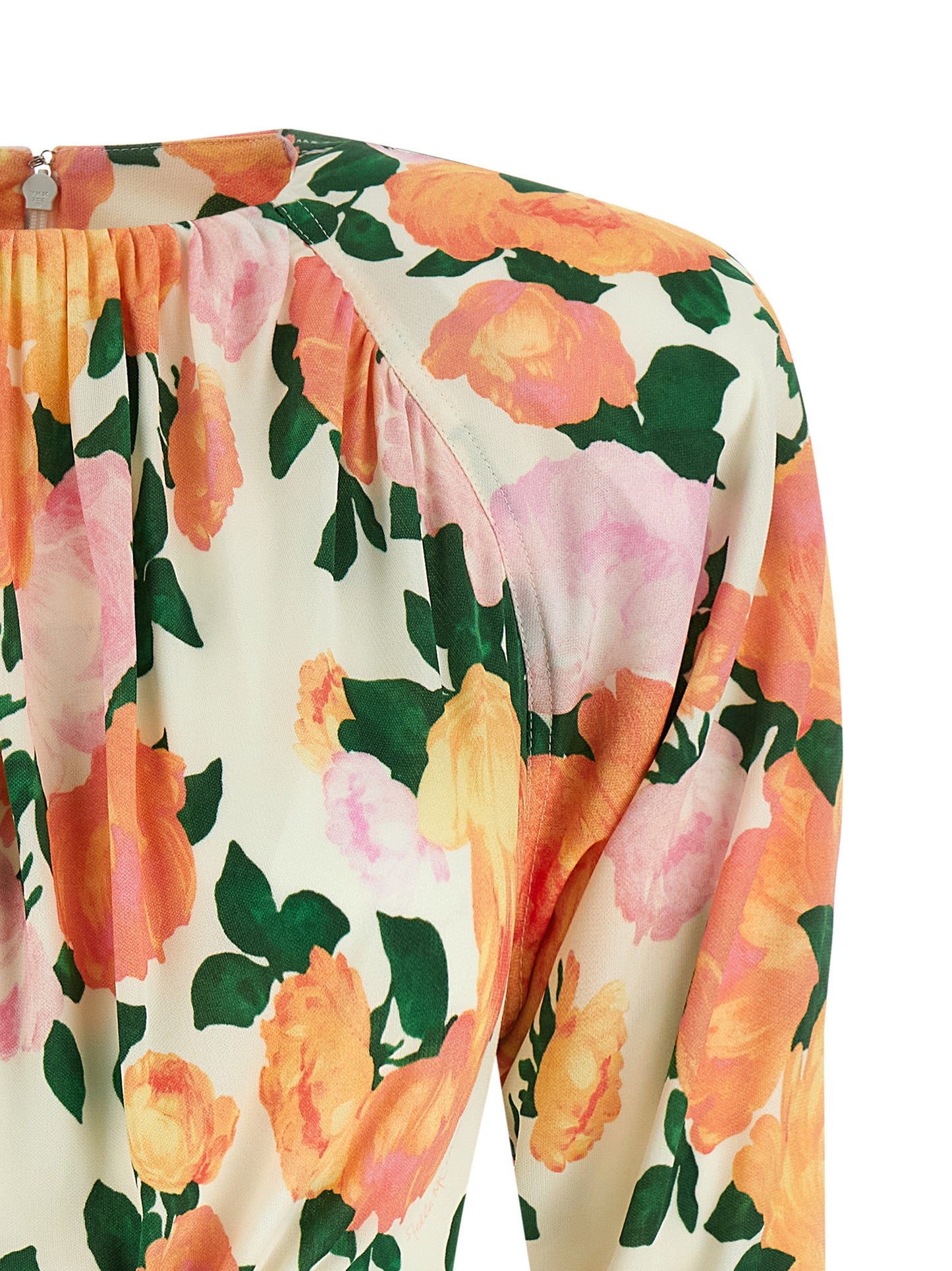 Dress by Stella McCartney for women in viscose multicolor, pink, floral & print features an cute silhouette, detailed with a and that elegantly flows into a cute short mini.