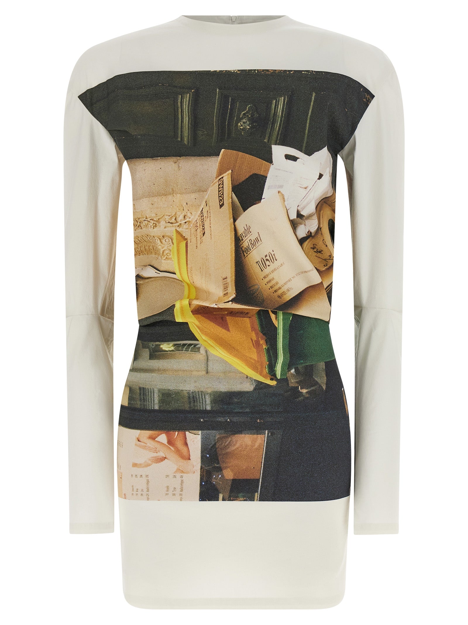 Cardigan by Issey Miyake for women in polyamide polyurethane nylon & canvas white & print showcases a captivating silhouette, artfully detailed with a captivating and crew neckline for a truly sophisticated captivating look.