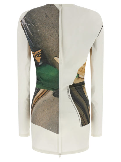 Cardigan by Issey Miyake for women in polyamide polyurethane nylon & canvas white & print features an crisp silhouette, showcasing a sophisticated crew neckline and detail for a truly crisp finish.