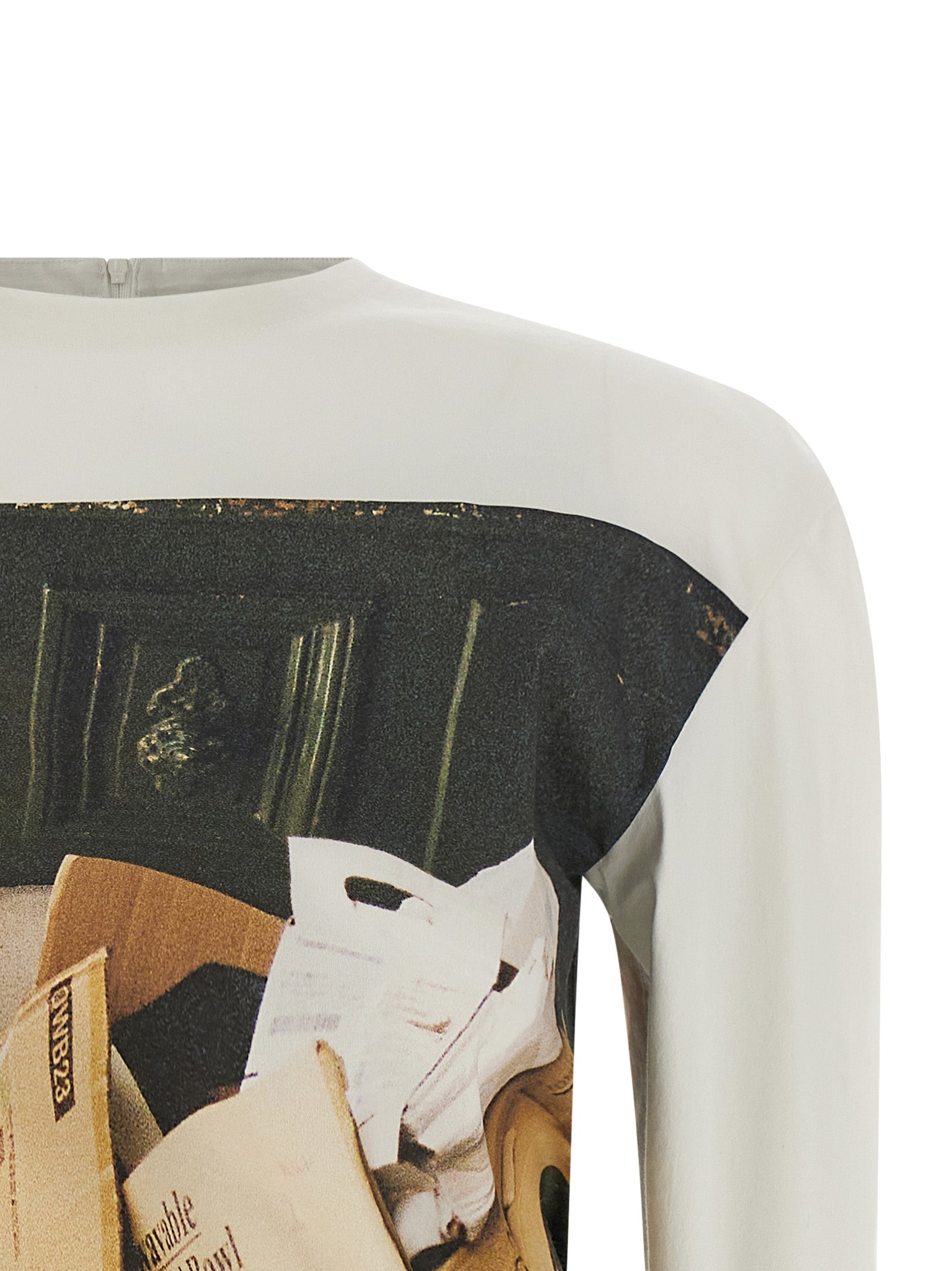 Cardigan by Issey Miyake for women in polyamide polyurethane nylon & canvas white & print features a dramatic silhouette, showcasing a sophisticated crew neckline and dramatic detail for a timeless, premium look.