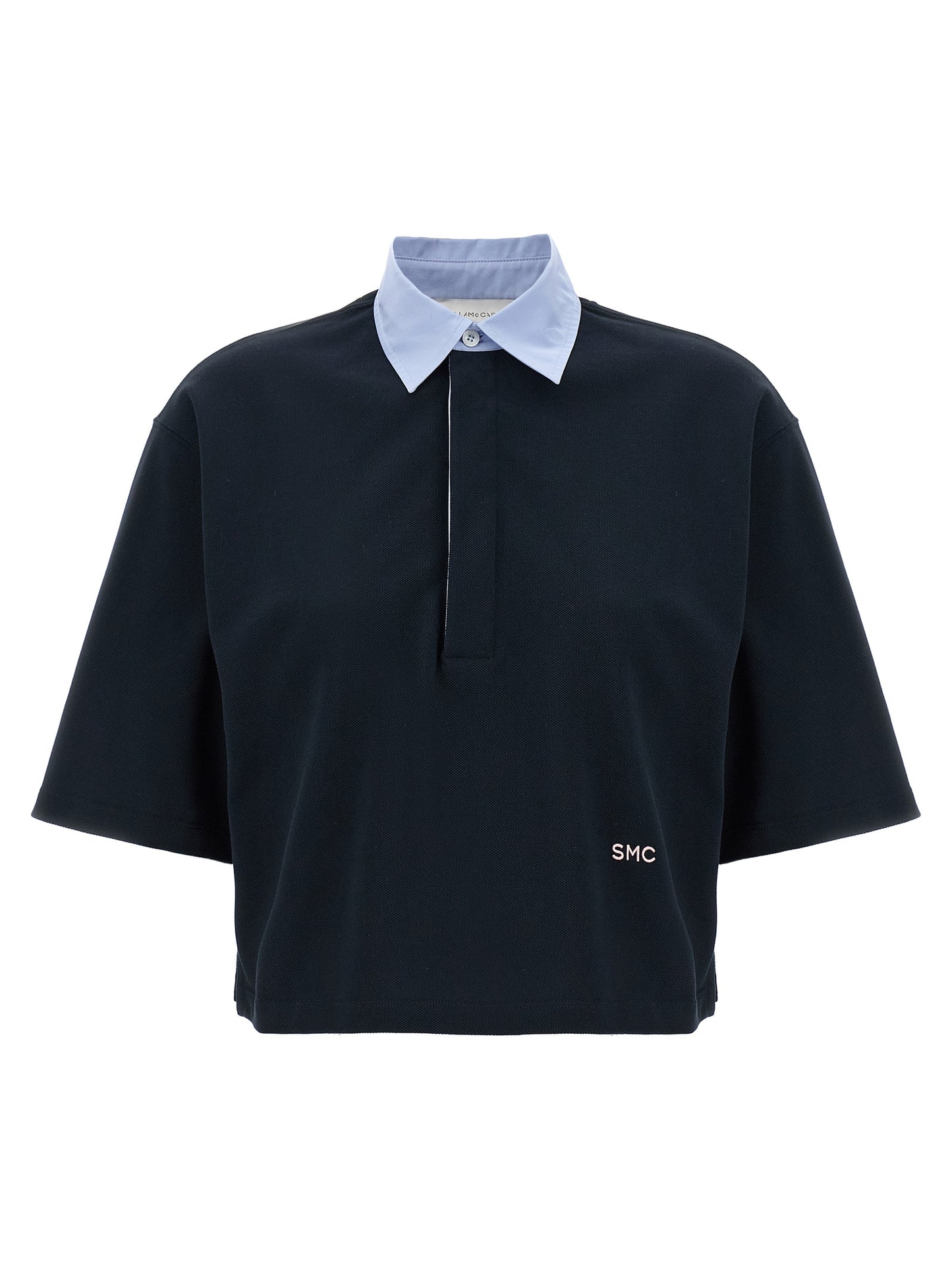 Polo Shirt by Stella McCartney for women in cotton polyester blue presents a crisp silhouette, artfully detailed with a crisp short-sleeve and crisp .