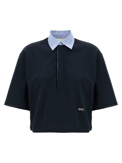 Polo Shirt by Stella McCartney for women in cotton polyester blue presents a crisp silhouette, artfully detailed with a crisp short-sleeve and crisp .
