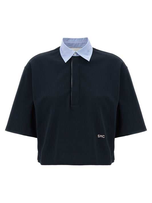 Polo Shirt by Stella McCartney for women in cotton polyester blue presents a crisp silhouette, artfully detailed with a crisp short-sleeve and crisp .