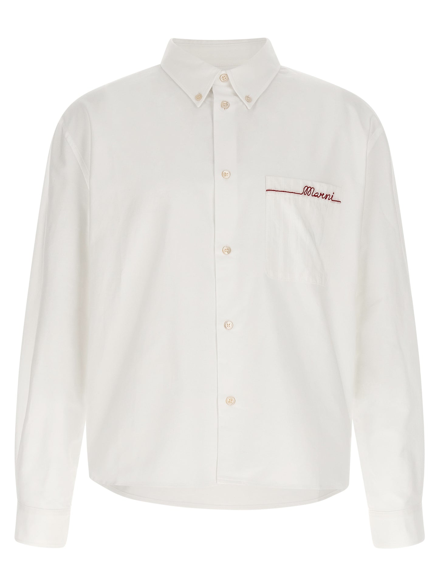 Shirt by Marni for men in cotton white presents a discerning silhouette, showcasing a sophisticated asymmetric button-down-collar neckline and for a truly discerning finish.