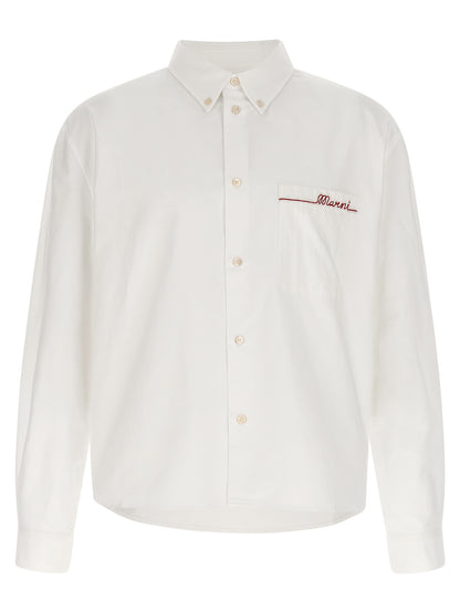 Shirt by Marni for men in cotton white presents a discerning silhouette, showcasing a sophisticated asymmetric button-down-collar neckline and for a truly discerning finish.