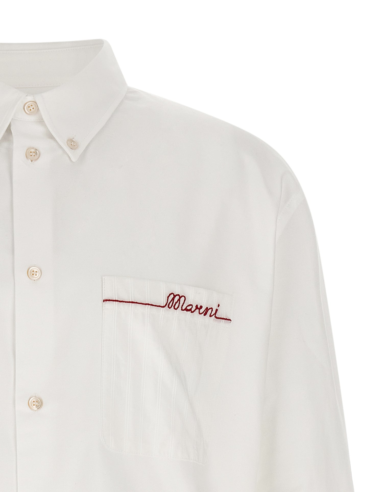 Shirt by Marni for men in cotton white showcases a sublime silhouette, artfully detailed with a sublime asymmetric button-down-collar neckline and for a sophisticated, sublime finish.