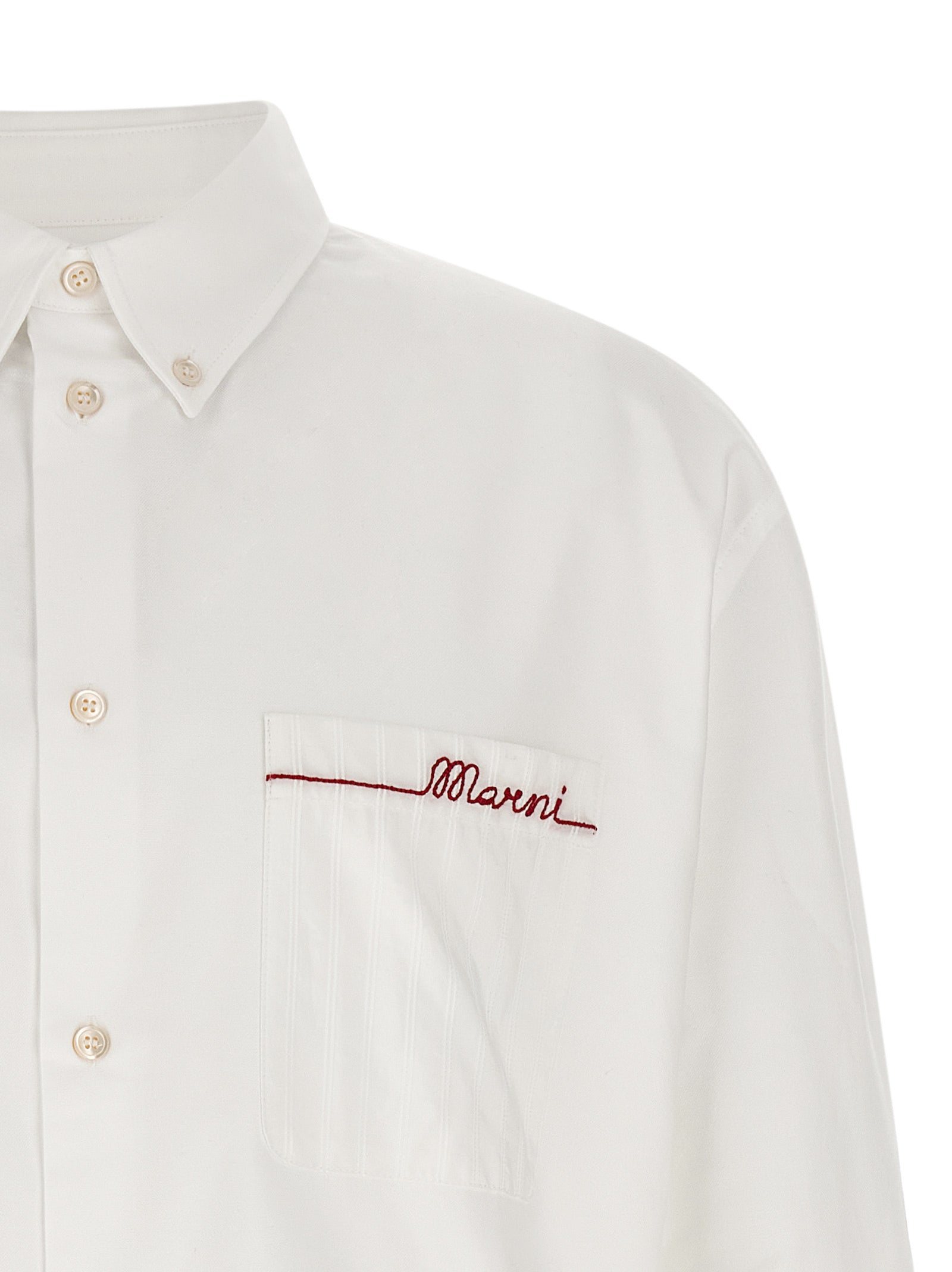 Shirt by Marni for men in cotton white showcases a sublime silhouette, artfully detailed with a sublime asymmetric button-down-collar neckline and for a sophisticated, sublime finish.