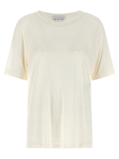 T-Shirt by Stella McCartney for women in linen & viscose white features an on trend silhouette, perfectly showcasing a on trend short-sleeve and crew neckline for an elevated aesthetic.