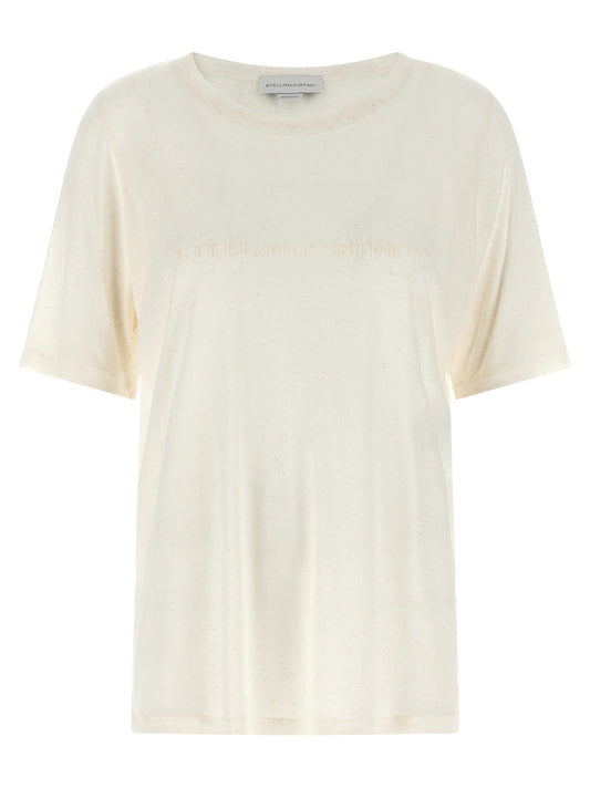 T-Shirt by Stella McCartney for women in linen & viscose white features an on trend silhouette, perfectly showcasing a on trend short-sleeve and crew neckline for an elevated aesthetic.