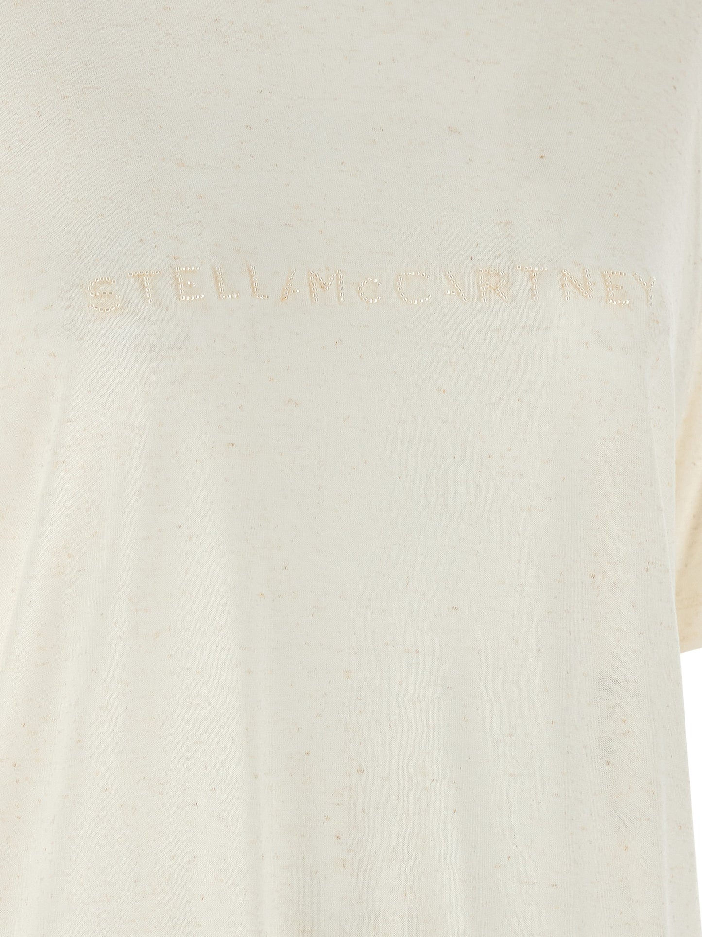 T-Shirt by Stella McCartney for women in linen & viscose white showcases a chic silhouette, artfully detailed with a chic and for a chic finish.