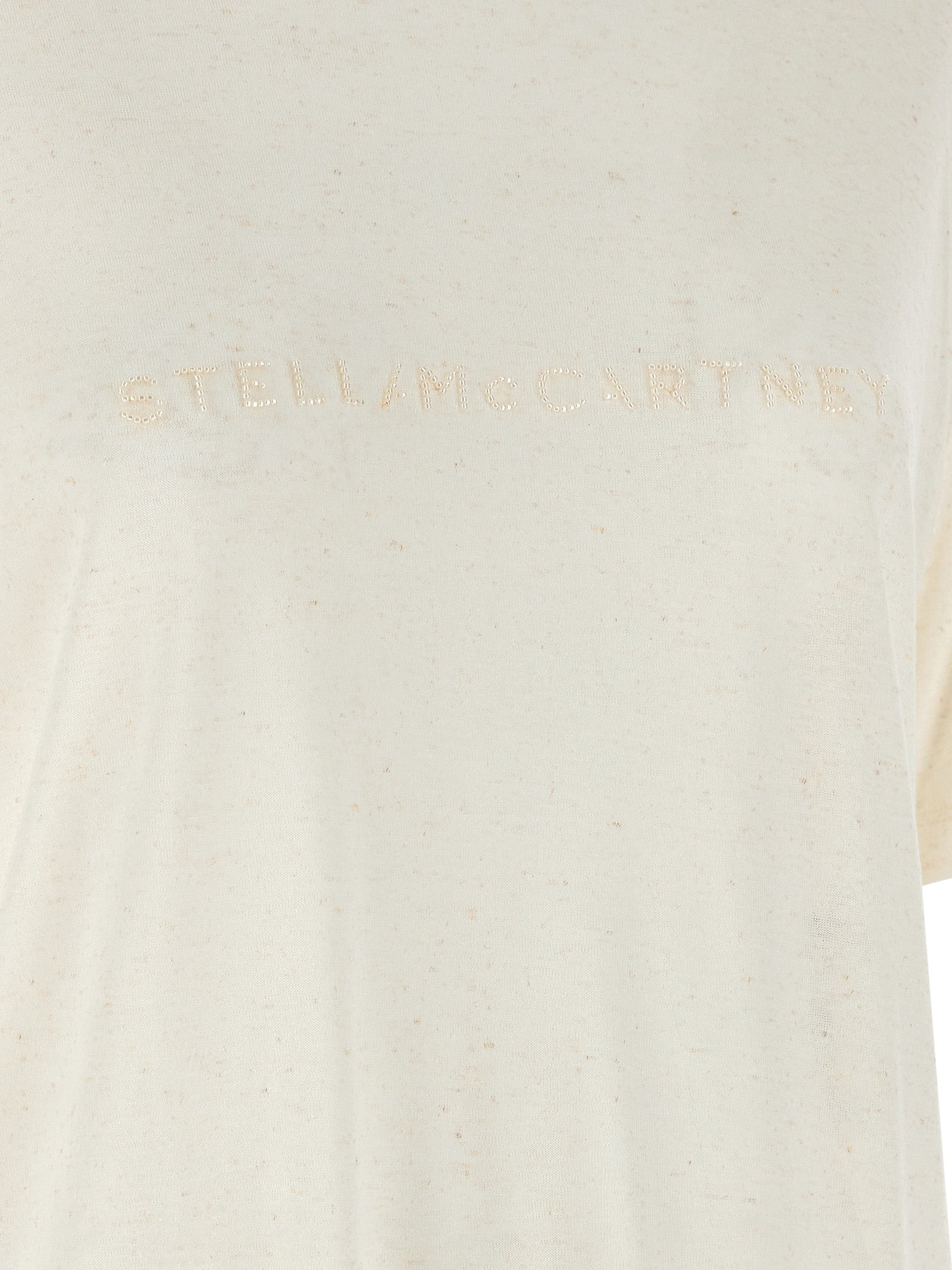T-Shirt by Stella McCartney for women in linen & viscose white showcases a chic silhouette, artfully detailed with a chic and for a chic finish.