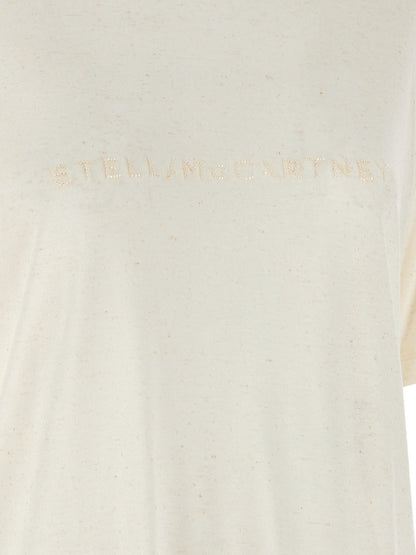T-Shirt by Stella McCartney for women in linen & viscose white showcases a chic silhouette, artfully detailed with a chic and for a chic finish.