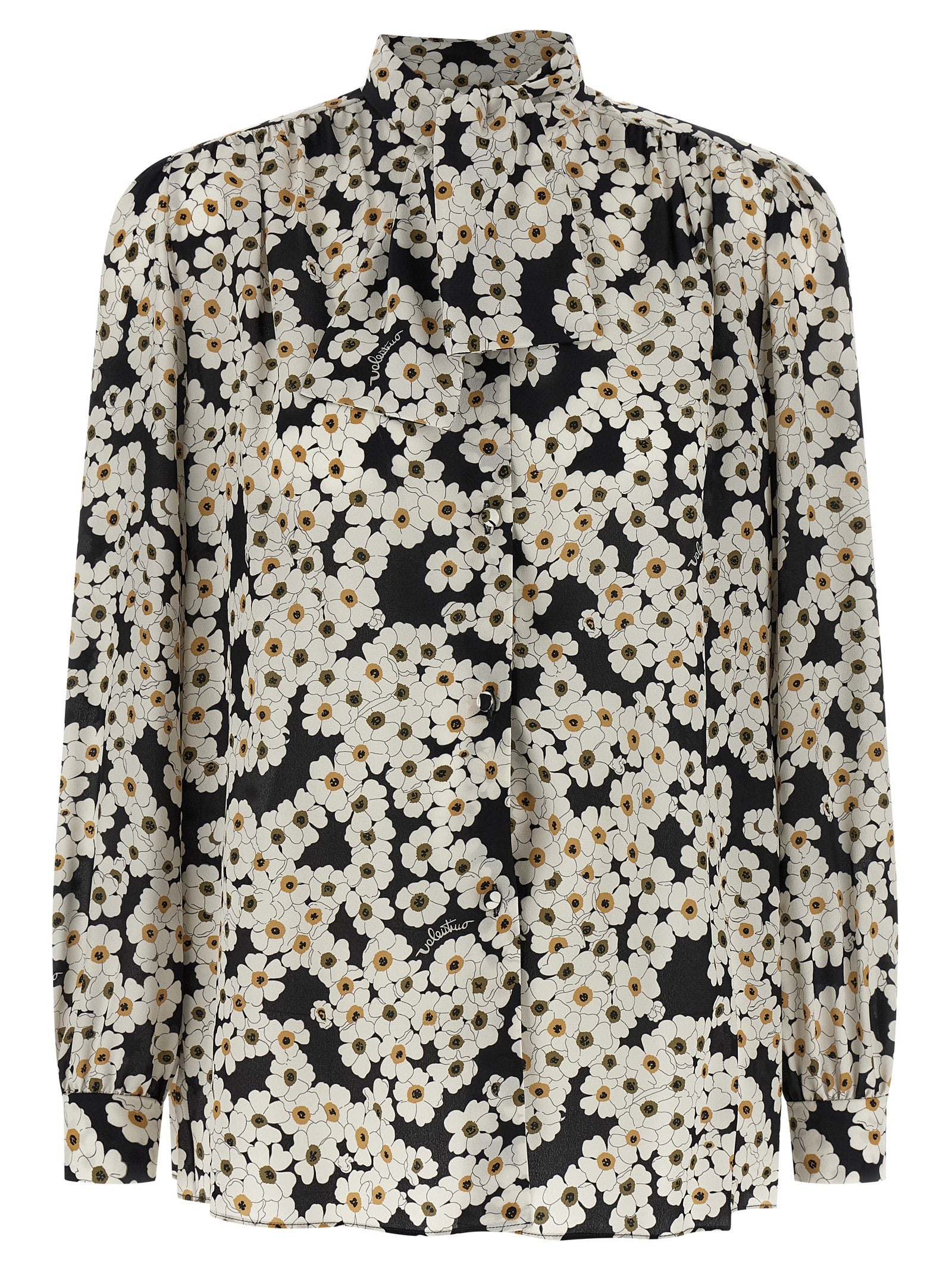 Blouse by Valentino Garavani for women in silk crepe bicolour, black, white & patterned features an polished silhouette, showcasing a sophisticated and detail for a truly polished finish.