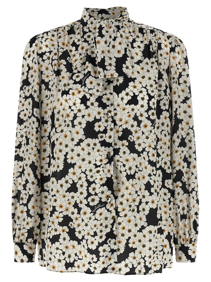 Blouse by Valentino Garavani for women in silk crepe bicolour, black, white & patterned features an polished silhouette, showcasing a sophisticated and detail for a truly polished finish.